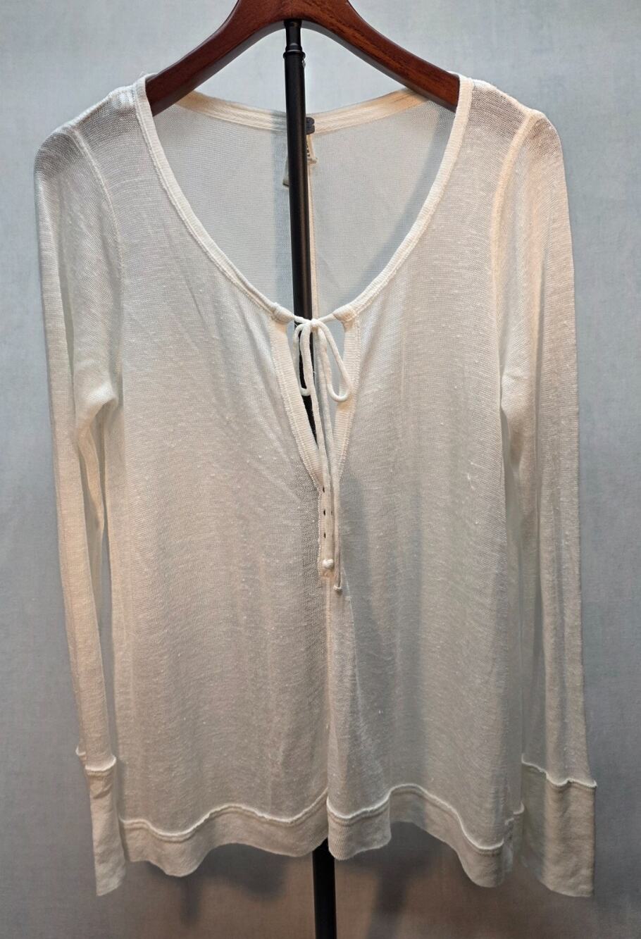 Free People We The Free Affogato Hacci Top Sheer Ivory White Knit Medium